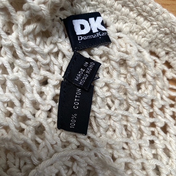 DKNY Beige Mesh 100% Cotton Crochet Tote Bag - Picture 2 of 7